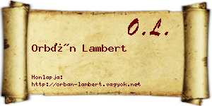 Orbán Lambert névjegykártya